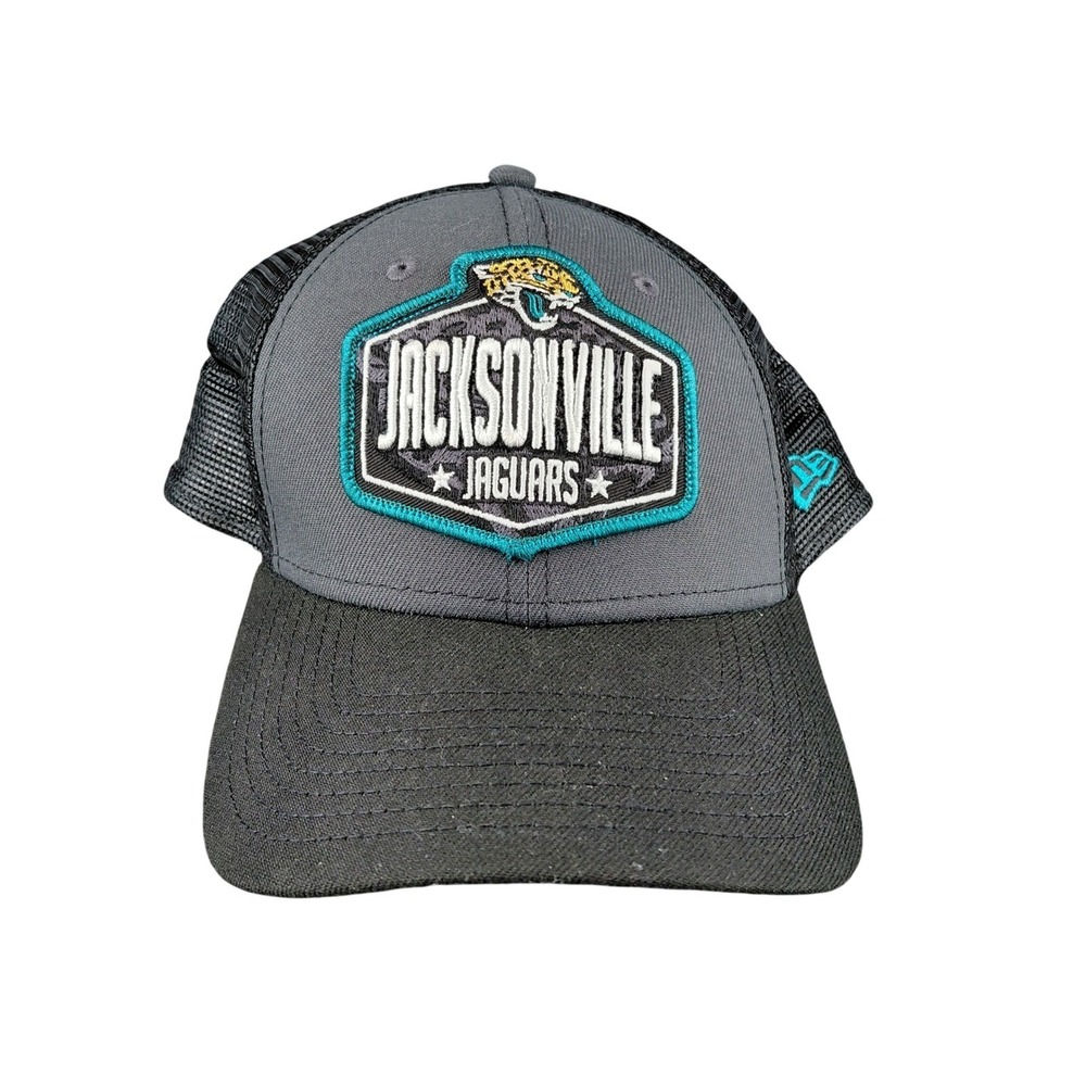 New Era Jacksonville Jaguars 9FORTY Trucker Hat Snapback Gray Black NFL Cap